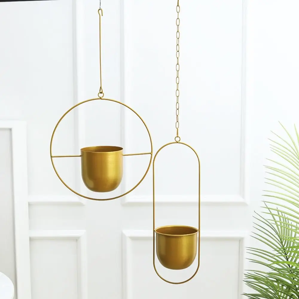 Modern Iron Plant Pot Hanging Bucket with Hook Plant Hanging Basket Succulent Plant Flowerpot Home