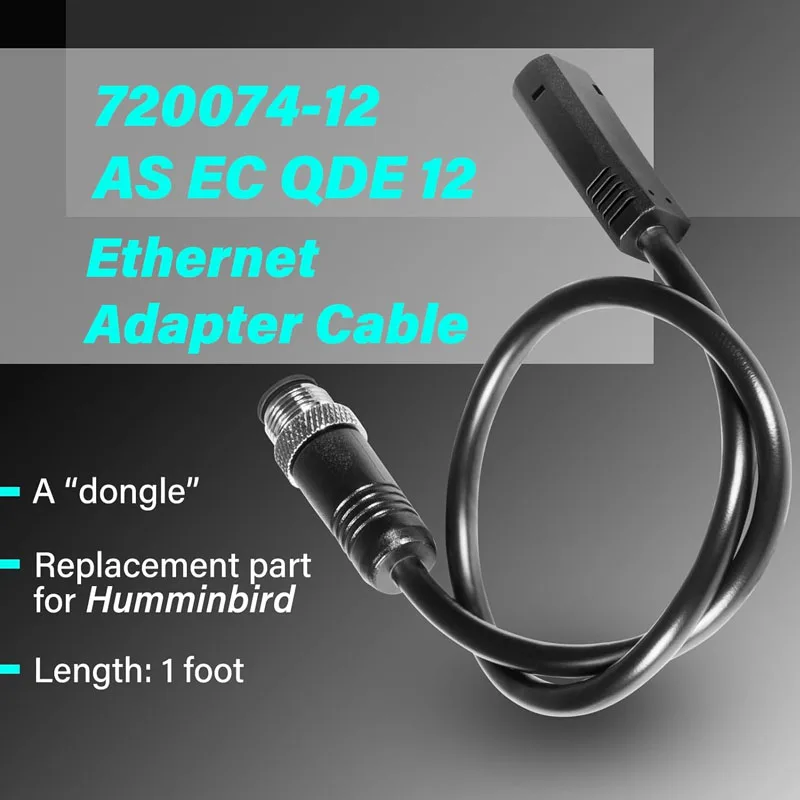 

720074-12 AS EC QDE 12 Ethernet Adapter Cable, for Humminbird , Helix 7 G2N & G3N Models, All Helix 8/ 9/10/12/15 Models