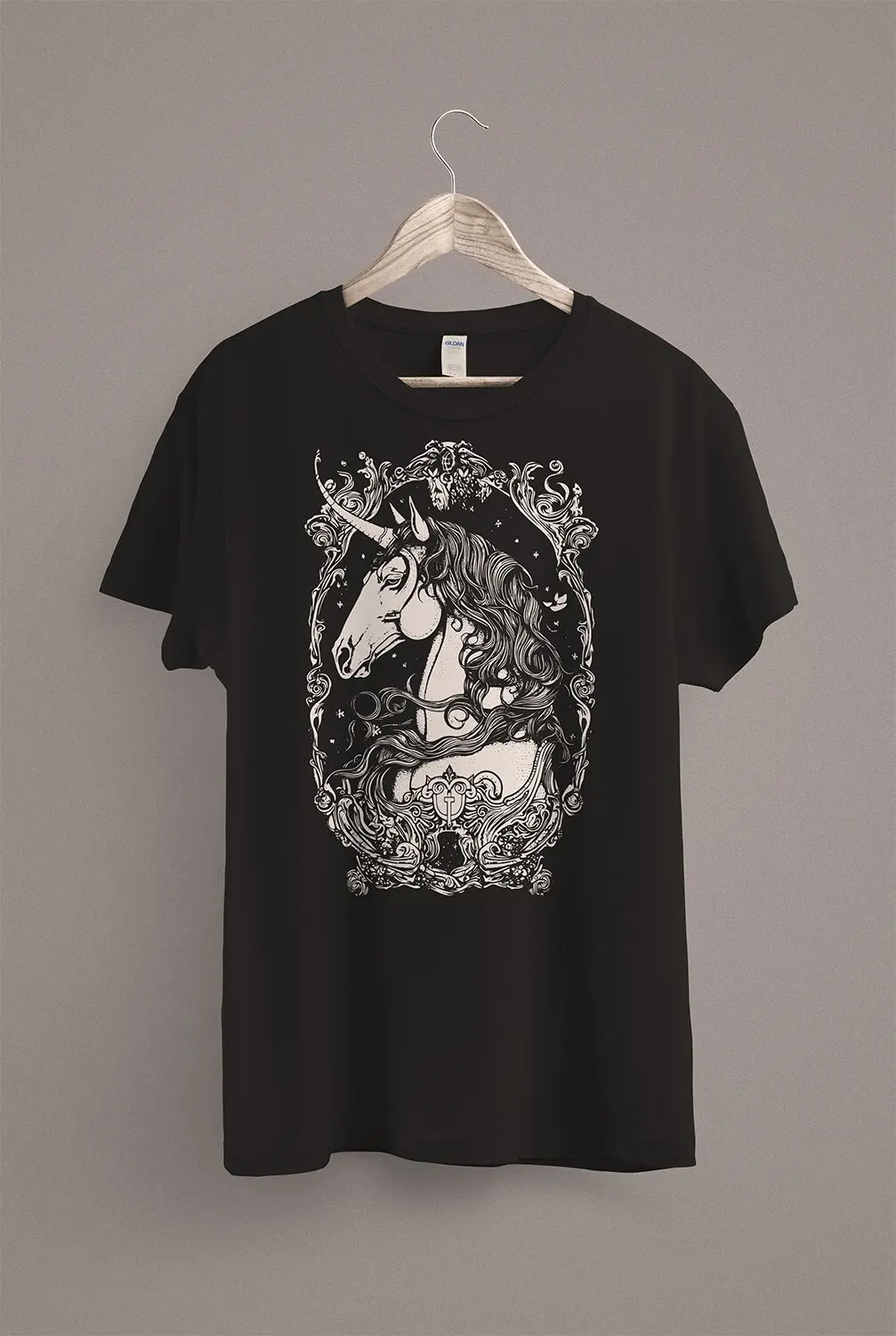 Camiseta gótica de unicornio, ropa de color Pastel, Medieval, negro, Whimsigoth, Fairycore oscuro