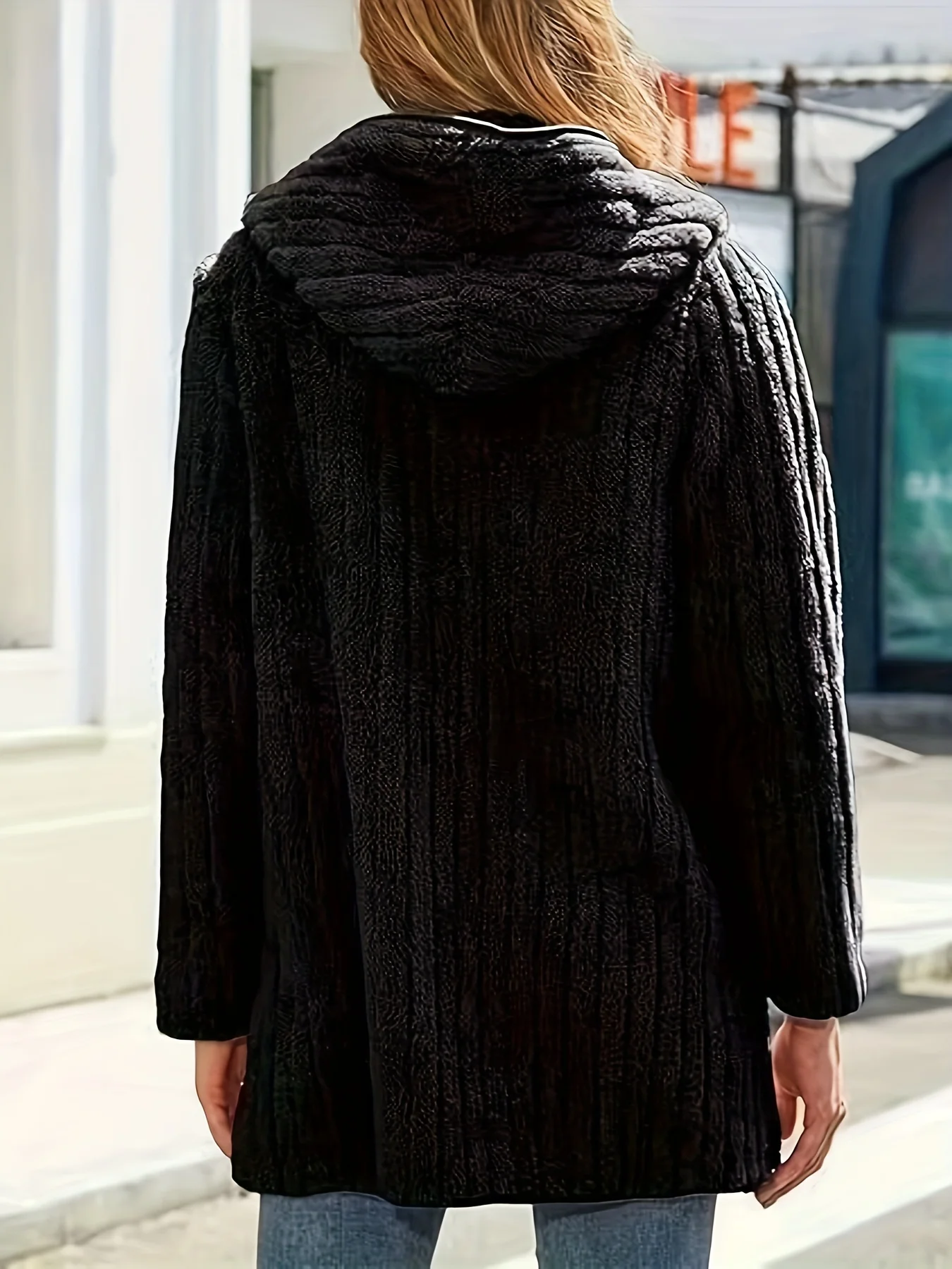 

Plus Size Zip Up Teddy Coat, Casual Hooded Warm Winter Outerwear With Pocket, Women's Plus Size Clothing