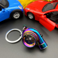 LED Mini Turbo Sound Turbocharger Keychain Spinning Turbine Key Auto Part Turbine Turbocharger Key Ring Key Holder Accessoies