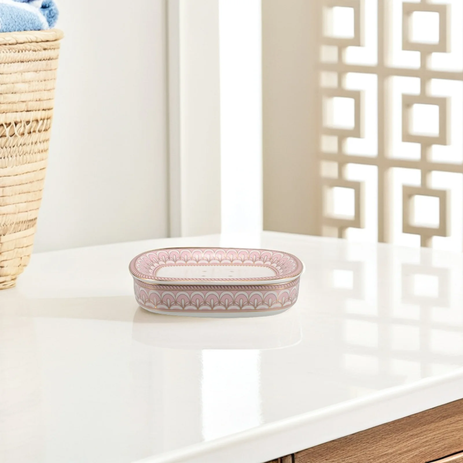 

Modern Ceramic Soap Holder with Detachable Drain Tray Stylish Bathroom Decorative Box for Bar Soap and Sponge Organization