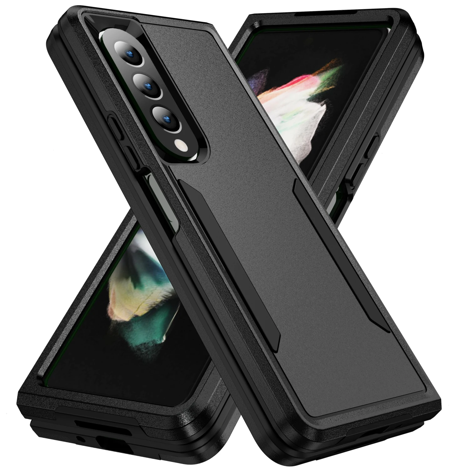 2 in 1 Hybrid Rugged Armor Shockproof Phone Case For Samsung Galaxy Z Fold 4 TPU Frame Hard Plastic Protective Back Cover Fundas