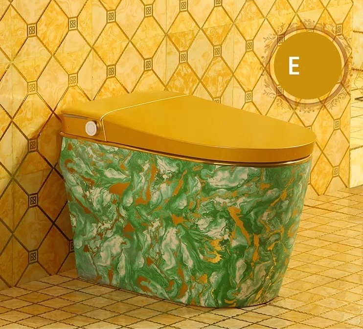 Modern Dual-Flush Smart Ceramic Toilet Colorful One-Piece Floor Mounted for Bathroom or Villa