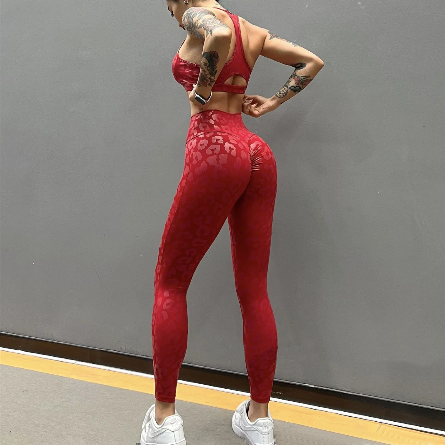2024 1/2PCS Leopard Boom Yoga Set Women High Impact Bra Fitness Pant Female Outfit Shorts Exercise Gym Legging Active Wear Suit