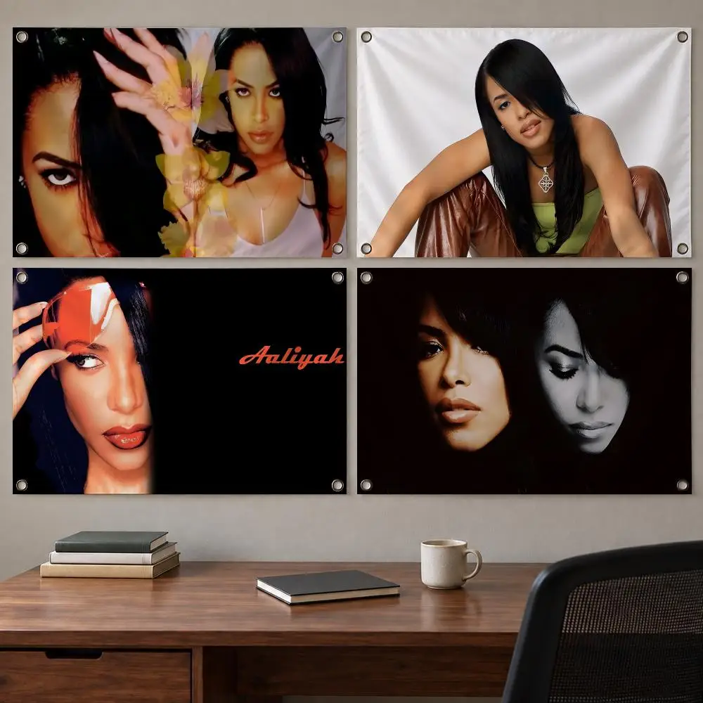 Iconic Singer Aaliyah Flags Indoor Outdoor Wall Banner Party Decor Large Hanging Wall Backdrop