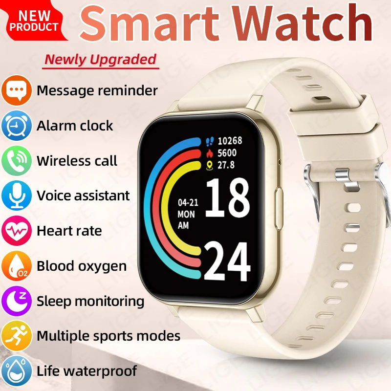 

LIGE Fitness Health Monitor Smartwatch 2026 New 1.83" HD Screen Bluetooth Call Waterproof Call Reminder Smart Watch Men Women