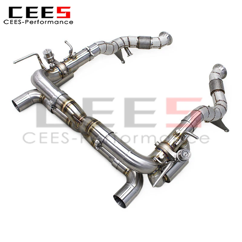 CEES Valved X-Pipe Exhaust for Ferrari F8 Spider/Tributo V8 3.9T 2019+ Free Flow Downpipe Stainless Steel Rear Muffler Section