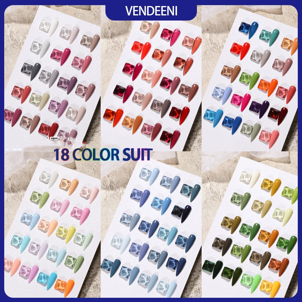 

Vendeeni 18 Colors/set Red Brown Pure Color Gel Nail Polish Nail Art Gel Lacquer Semi Permanent UV LED Soak Off Gel Varnish