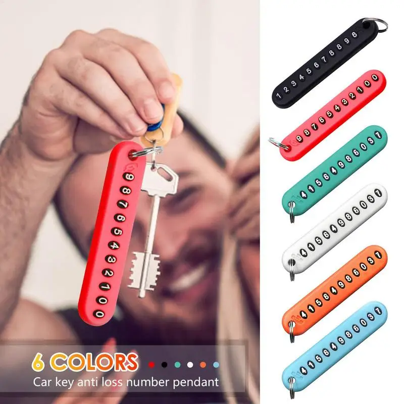 Anti-Lost Phone Number Plate Car Keychain Auto Number Plate Pendant Key rings Holder Phone Number Card Keyring For Car Interior