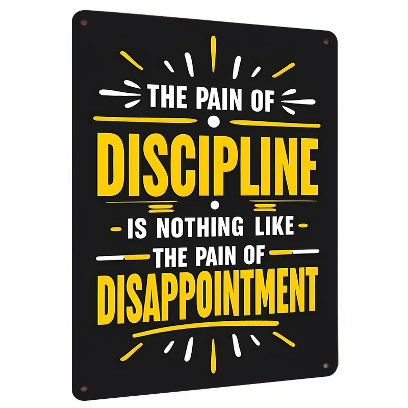 Motivational Quote Metal Tin Sign Inspirational Wall Art for Home Office Decor Discipline vs Disappointment