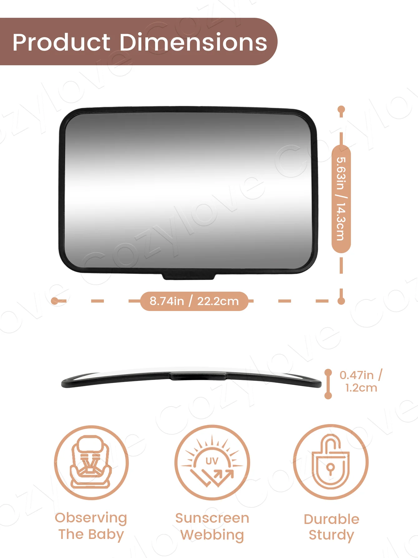 Baby Car Mirror for Rear Facing Seat | Shatterproof Wide View Backseat Mirror for Infant, 3 Color Options