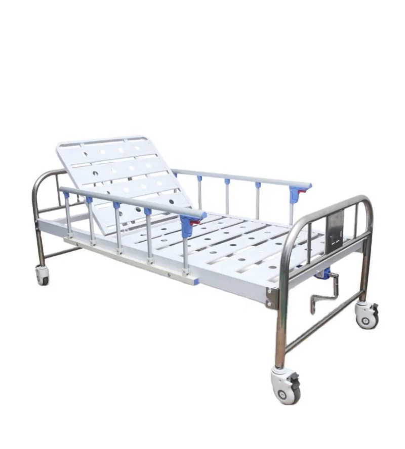 Single stainless steel bed guardrail, 4 luxury universal wheels, suitable for clinics