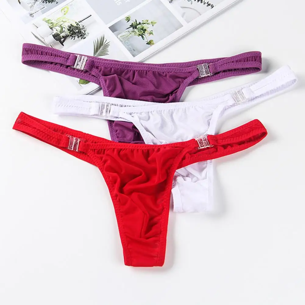 Men Underpants Lightweight Men G-strings Briefs Underwear with Buckle Friendly to Skin Washable Men G-strings for Male