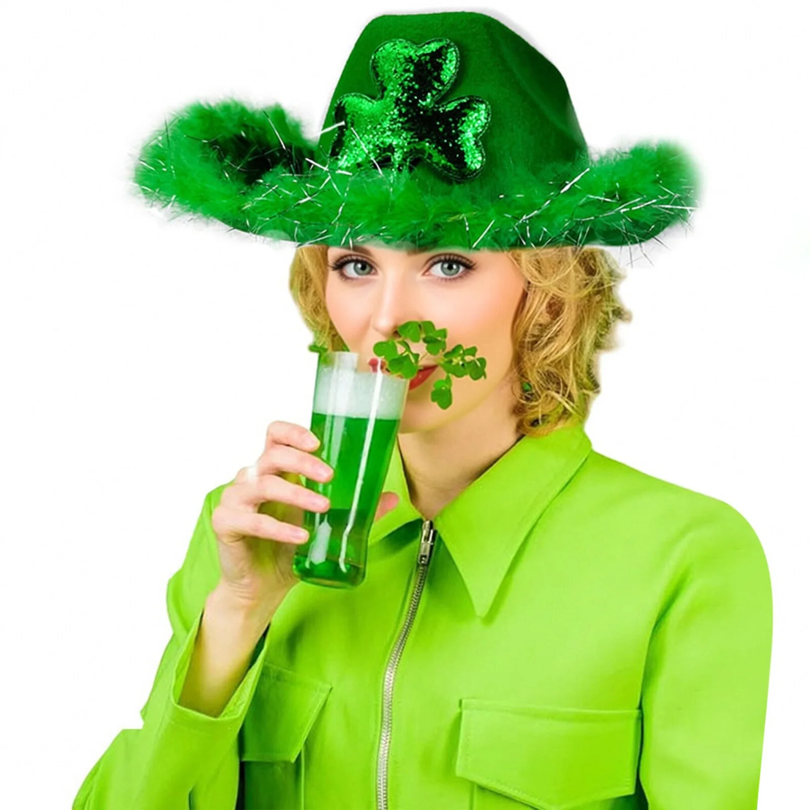 Mardi-Gras Cowboy-Hat Costume Accessory for Women Men St Patrick Day Festival Parties Costumes Dress Up Decorations Accessories