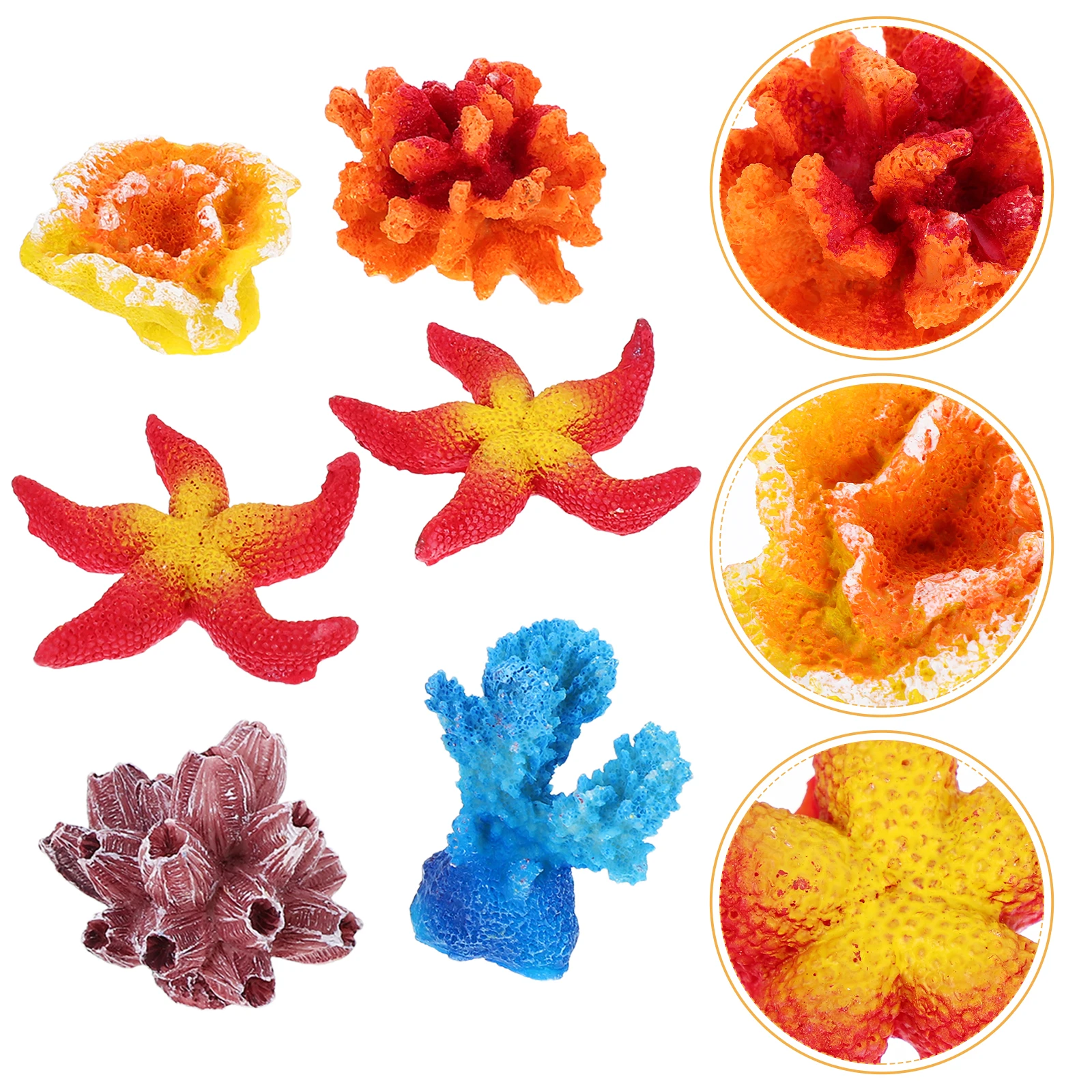 

6Pcs Bright Colors Aquarium Decor Artificial Sea Star Fake Coral Easy to Use Safe for Fish Tank Aquarium Decor