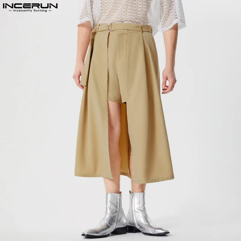 2024 Men Irregular Pants Solid Color Streetwear Loose Casual Skirts Trousers Men Summer Fashion Leisure Male Pants S-5XL INCERUN