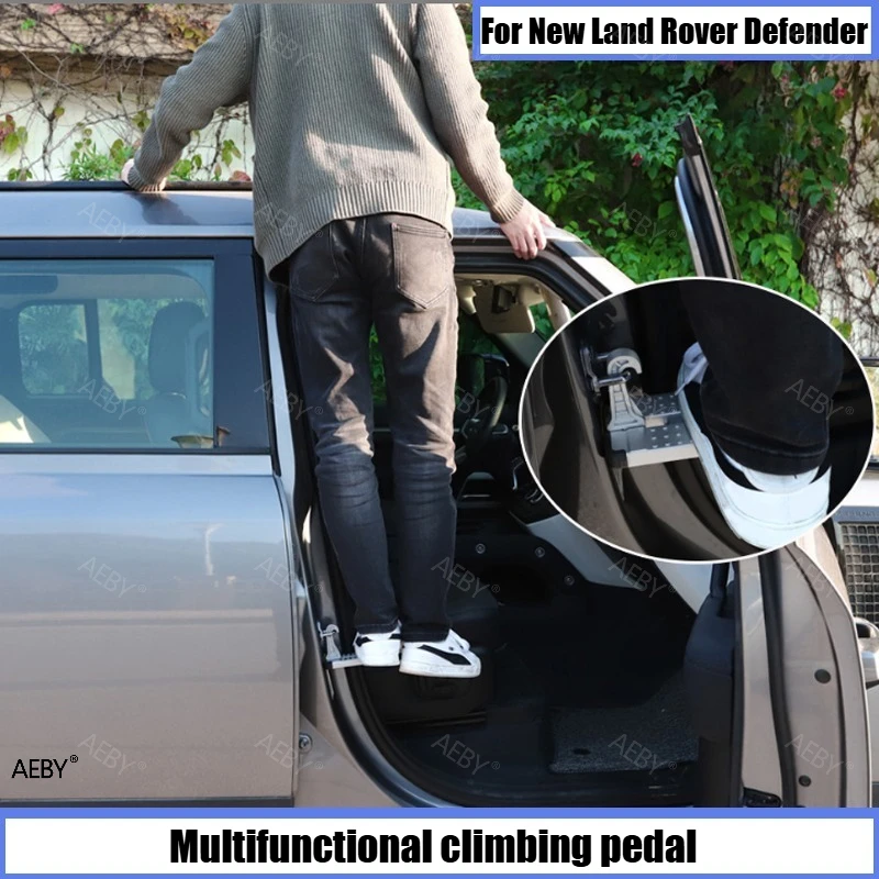 AEBY For New Land Rover Defender 90 110 130 Door Latch Step Roof Access Pedal Climbing Folding Aluminum Car Accessories