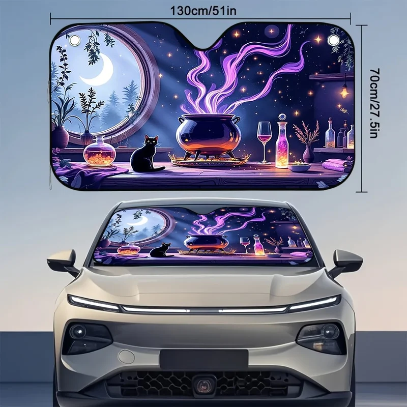 1Pcs Vibrant Playful Design Car Windshield Sun Shade With 4 Free Suction Cups, Easy Installation, Suitable For Rvs And Suvs