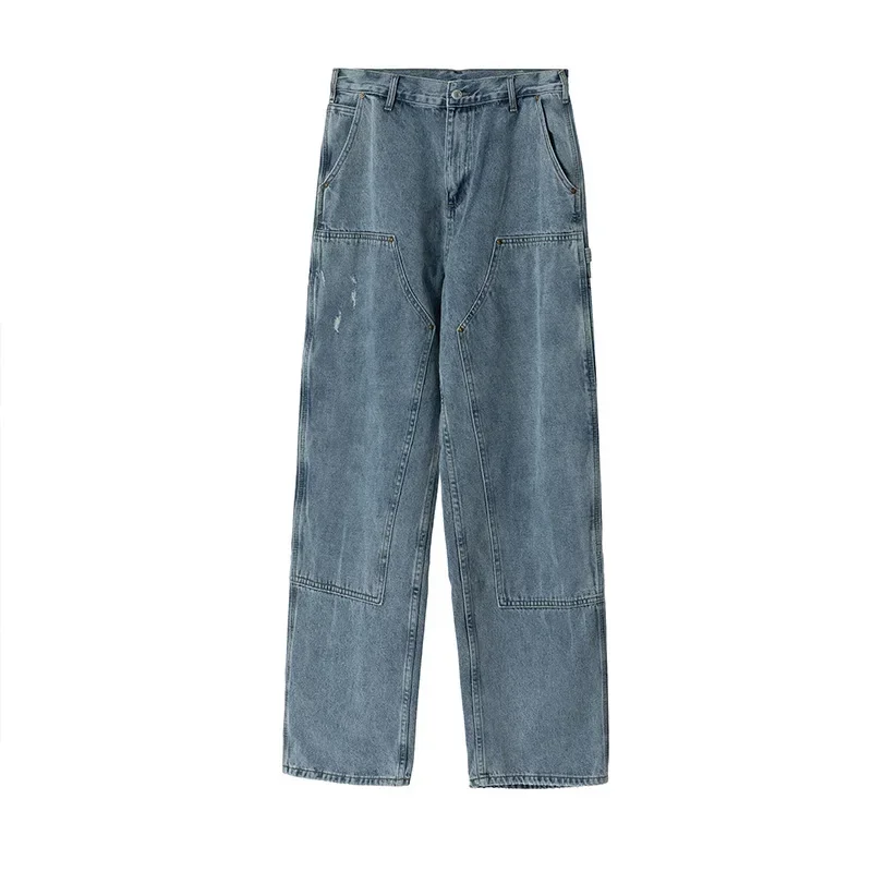 

LIBIELIY Men's All-season Washed, Frayed And Distressed Workwear Lumberjack Pants, American Street Style Pure Cotton Straight-le