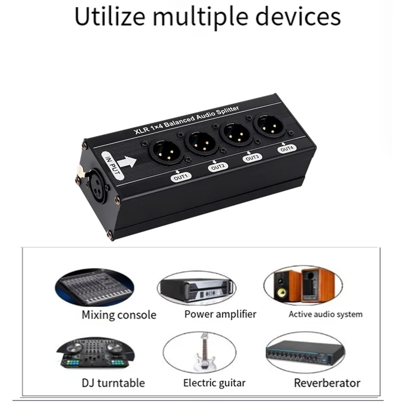 Le distributeur Audio XLR équilibré 1 entrée 4 sorties AA08-6.5TS prend en charge l'extension de répartiteur Audio numérique et analogique