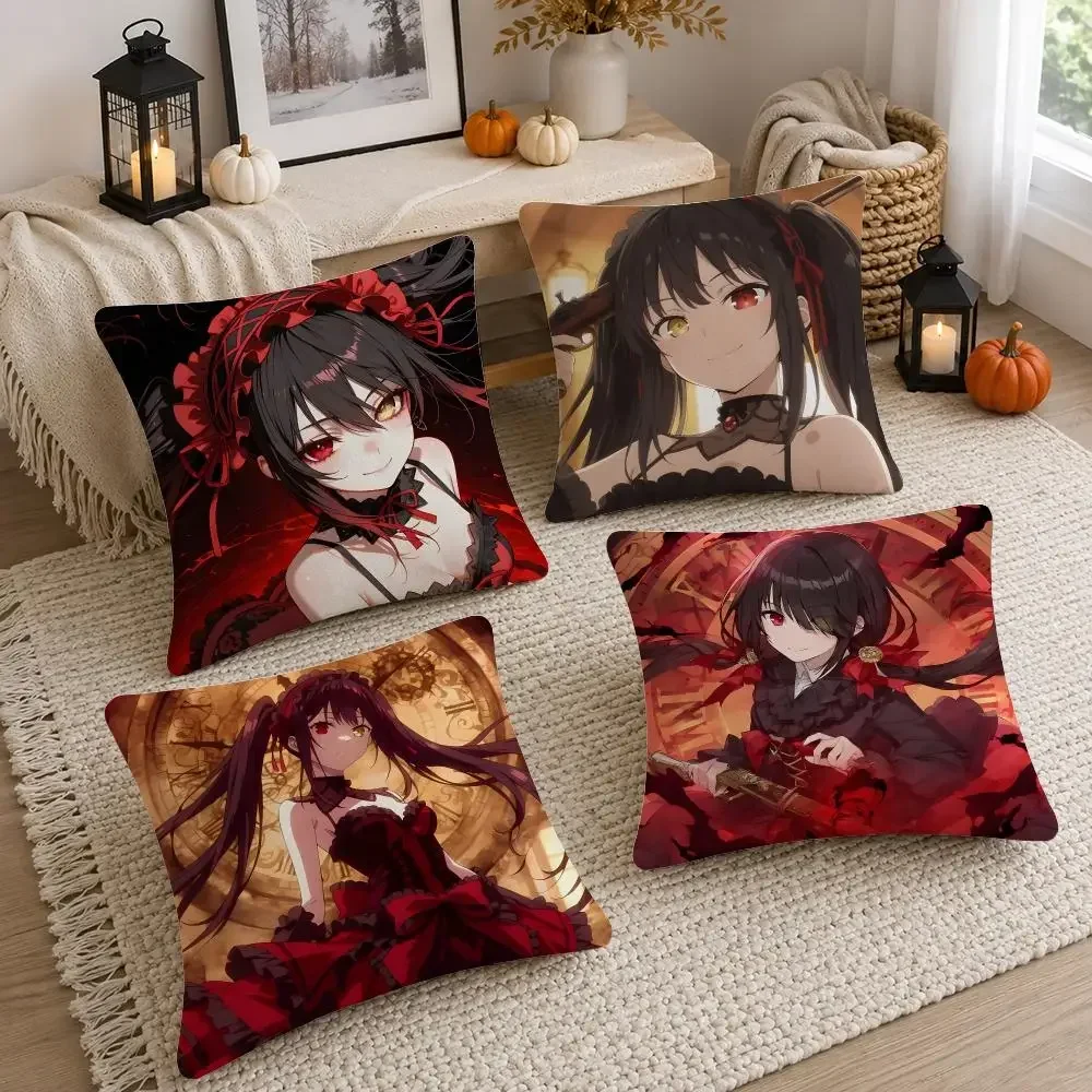 Tokisaki Kurumi Cushion Cover Soft Fluffy Short Plush  Pillow Case Throw Decorative Cushion Covers for Sofa Home Decor