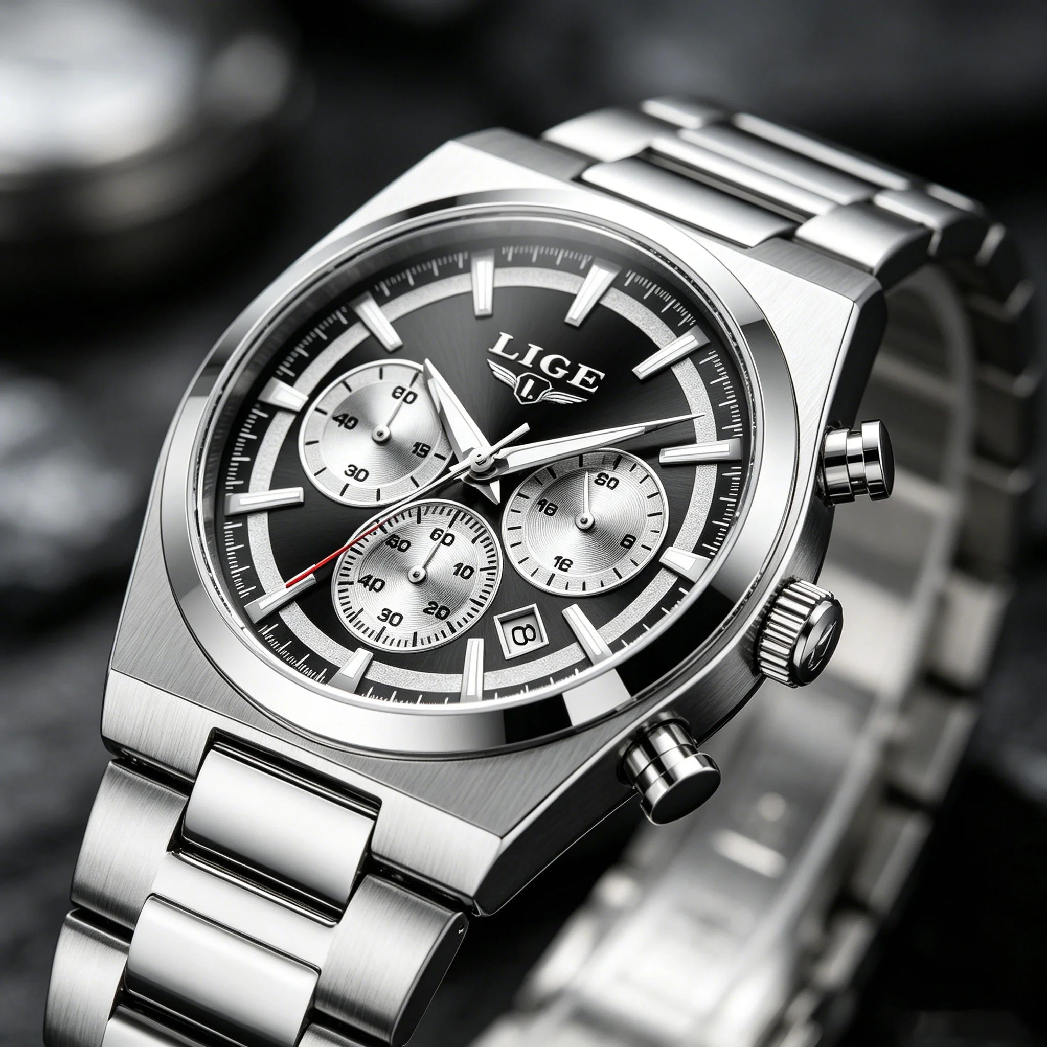 

LIGE Original Fashion Men Clock Waterproof Luminous Chronograph Date Watch For Man Stainless Steel Quartz Men's Watches Male