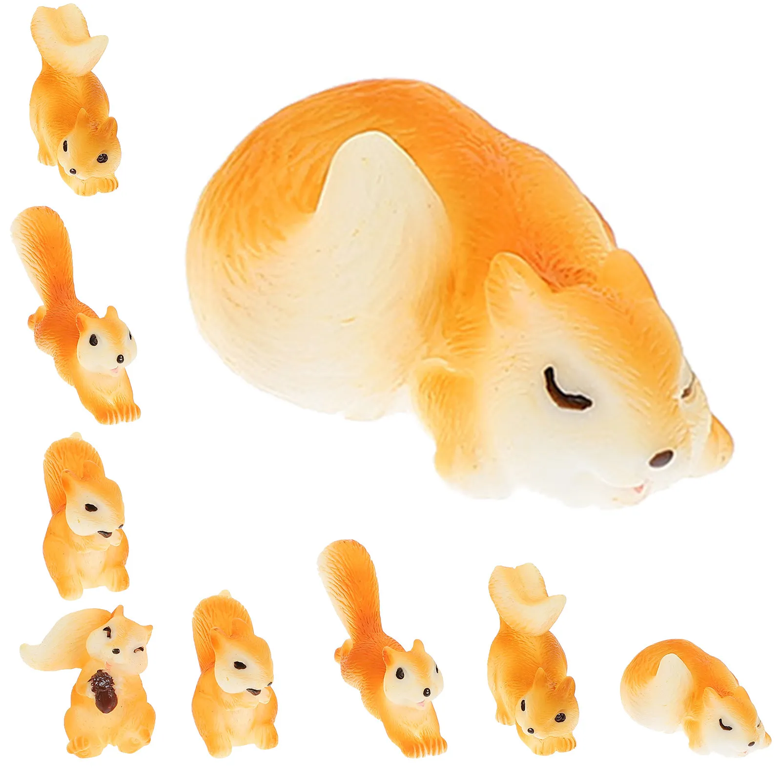 

10 шт. миниатюрных фигурок белок из высококачественной смолы для микроландшафта, украшения сада и стола