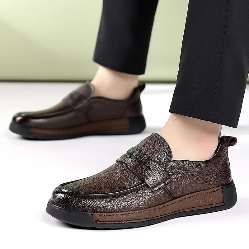

Men's slip on Shoes Bonded Leather Breathable moccasins Panels Non-Slip Outsole for Hot Climate Offices