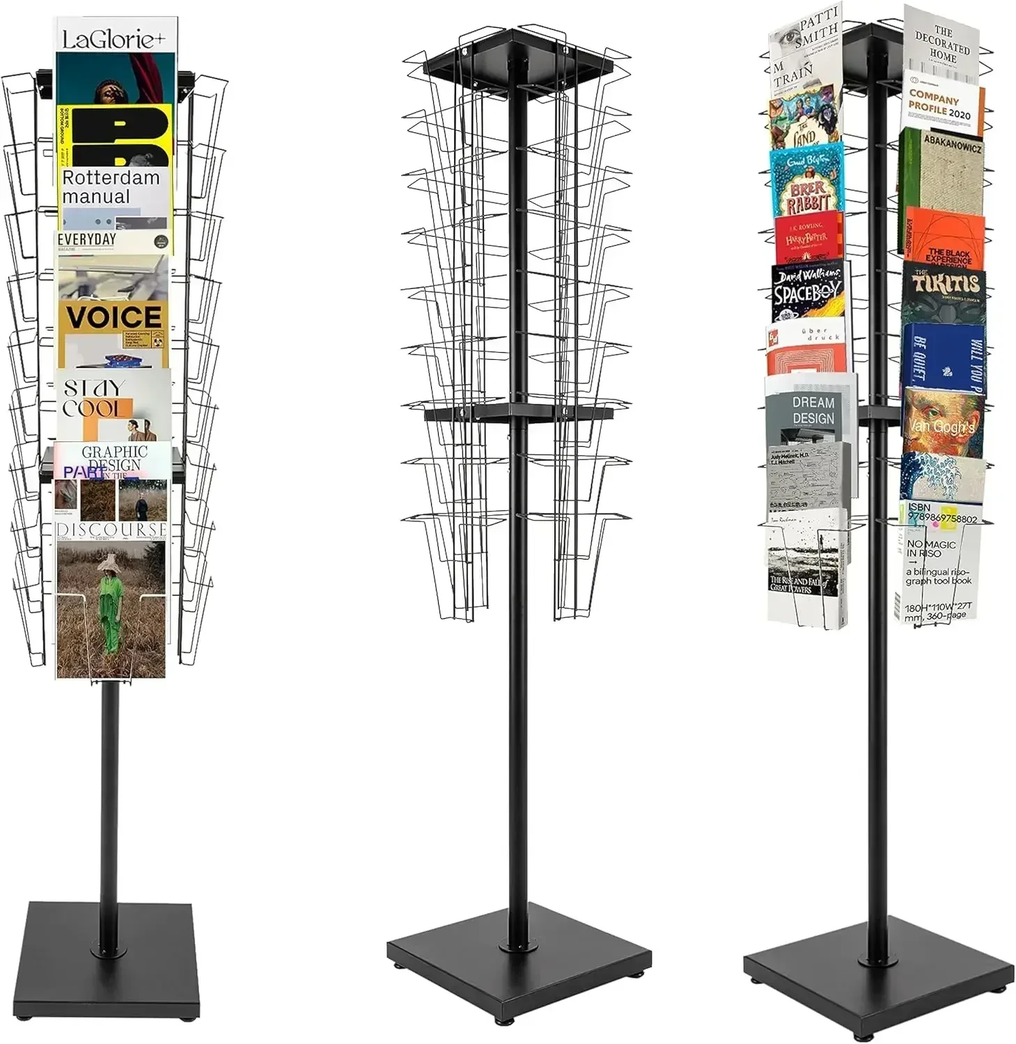 Hot salesCozy 36 Pockets-360°Rotating Magazine Rack Holder Brochure Display Stand Rack Flyer Comic Book Storage Tower Floor Stan