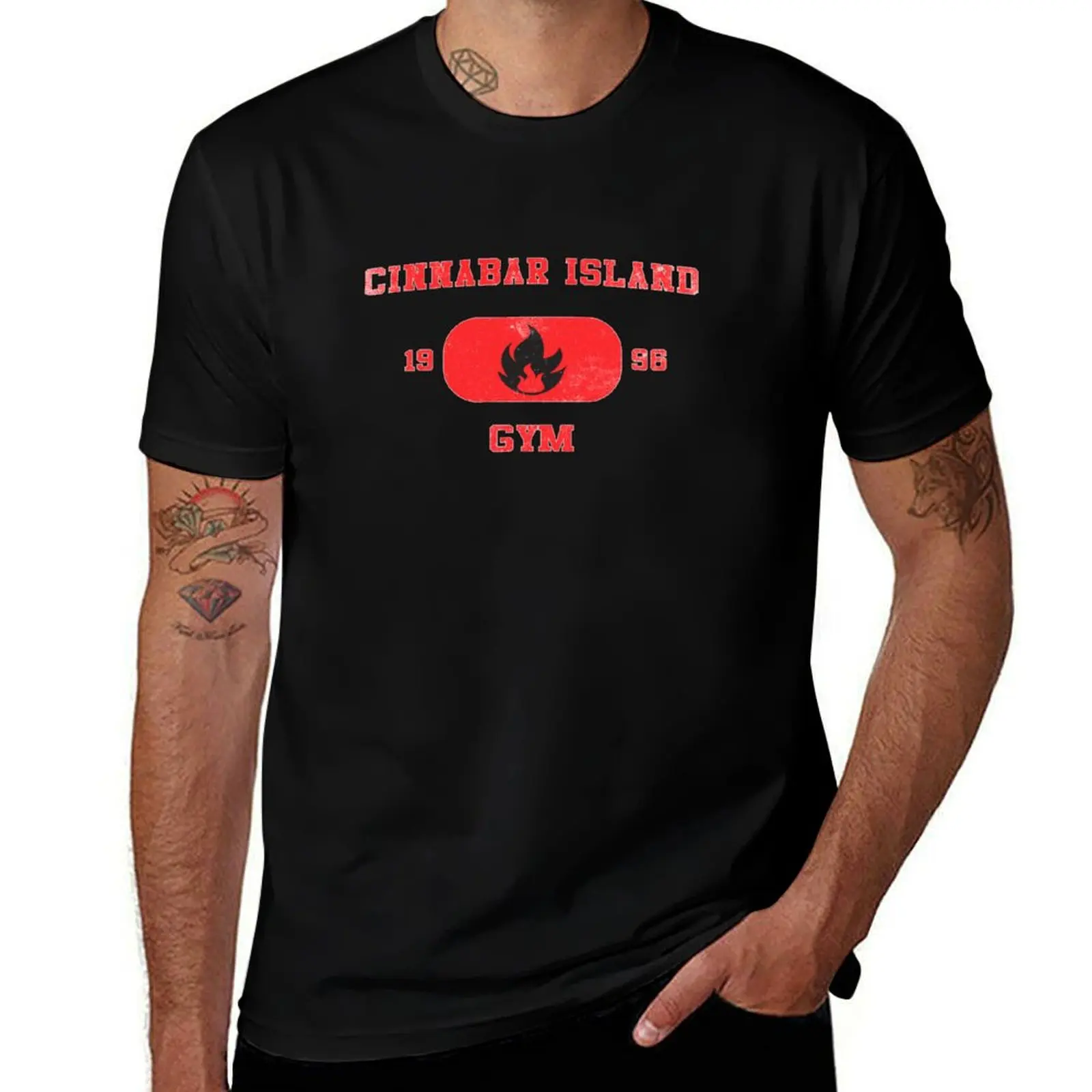 Cinnabar Island Gym T-Shirt man clothes Short sleeve tee anime mens big and tall t shirts