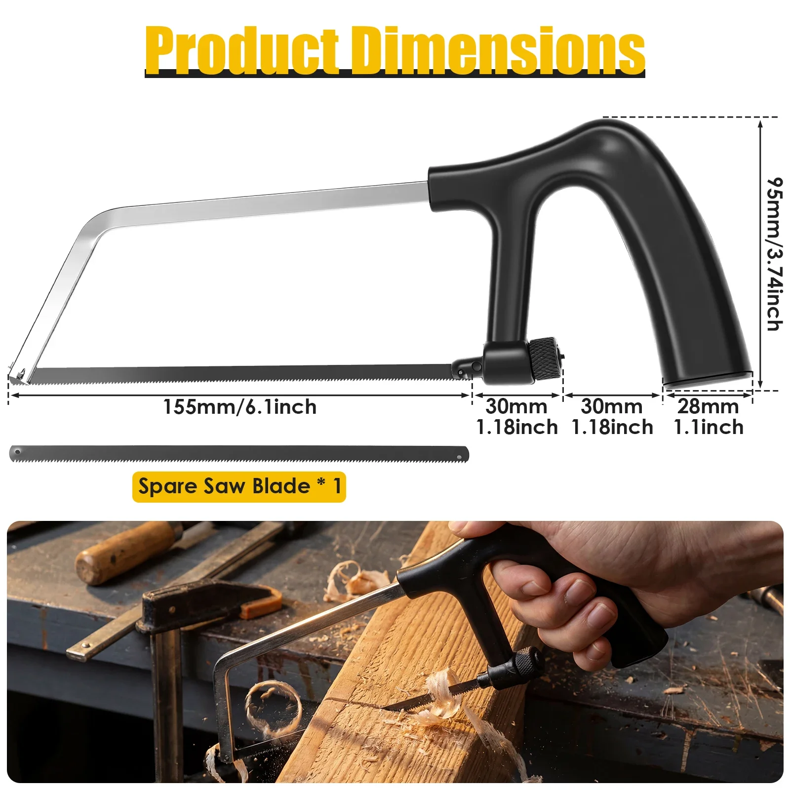6 Inch Mini Portable Hand Saw with Extra Blade Metal Bend Saw with Comfort Grip Quick Change Blade for DIY Wood Plastic Cutting