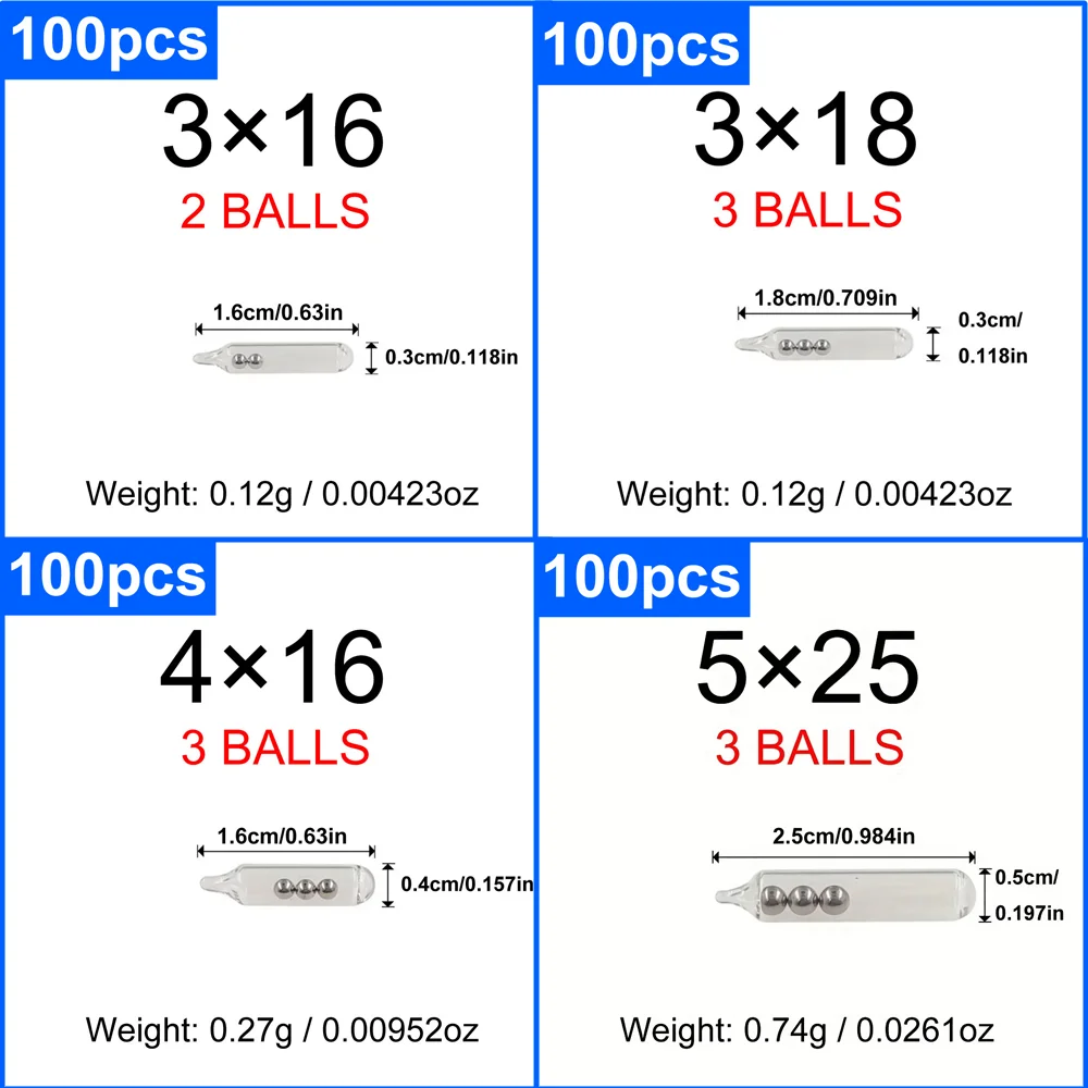 100pcs/lot 3mm/4mm/5mm Rattles Shake Attract soft baits stainless steel beads glass sleeve,Glass Maraca Fishing Tackle Accessory