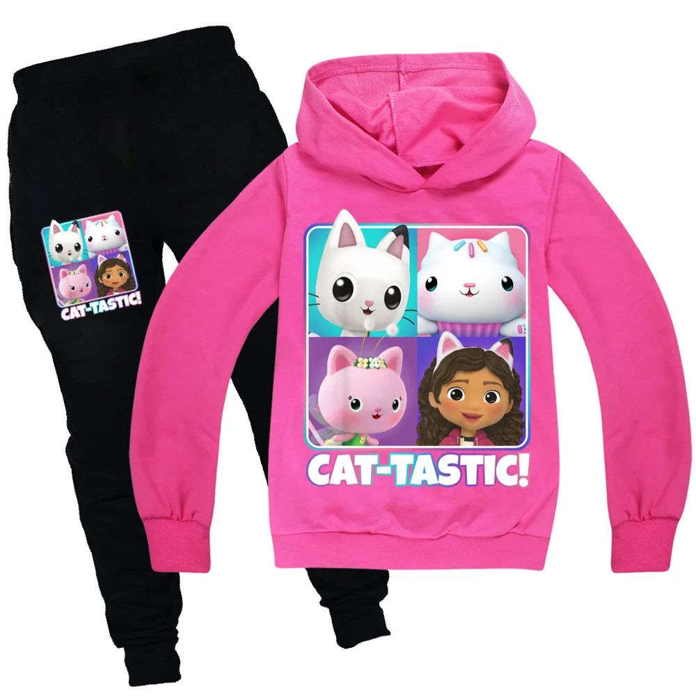 New Gabbys Doolhouse Clothes Kids Gabi Chat Hoodies&Sweatshirts+Pants 2pcs Sets Boys Cartoon Autumn Tracksuit Baby Girls Outfits