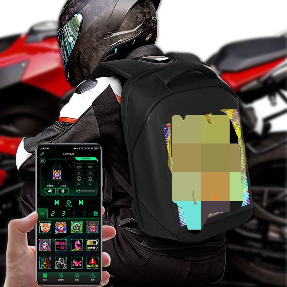 T3 LED Display Backpack Smart LED DIY Screen Laptop Bag Outdoor Expanded Motorcycle Cycling Backpack for Man/Women Gifts