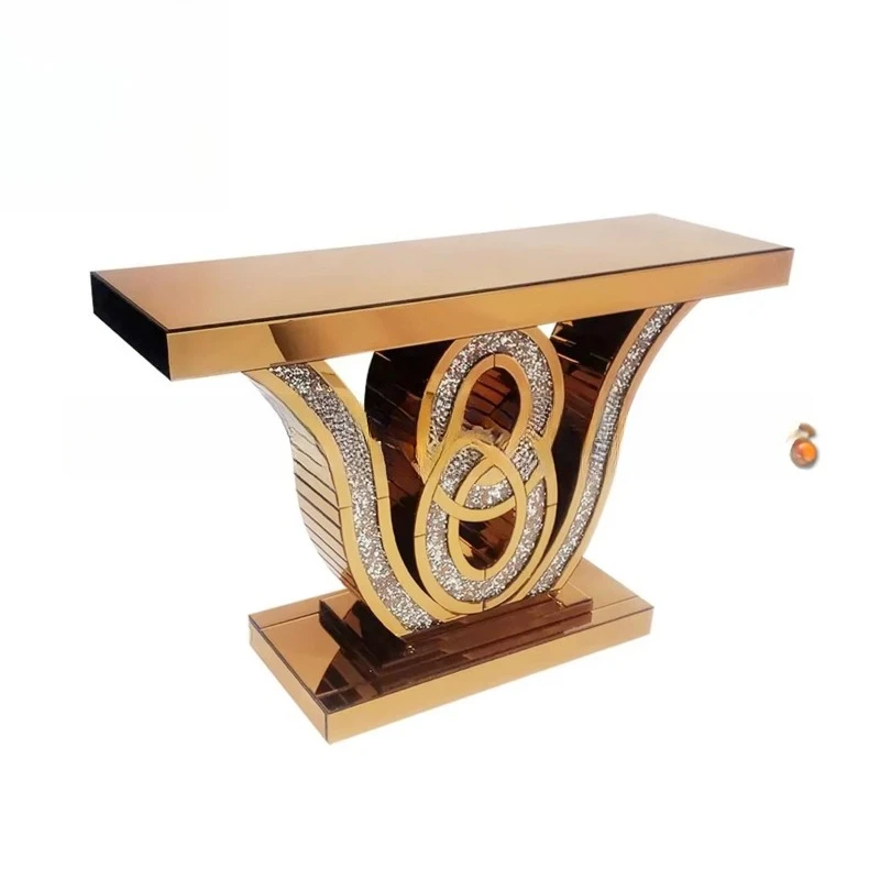

Joaquin Mirror console table with broken artificial diamonds moving furniture helper