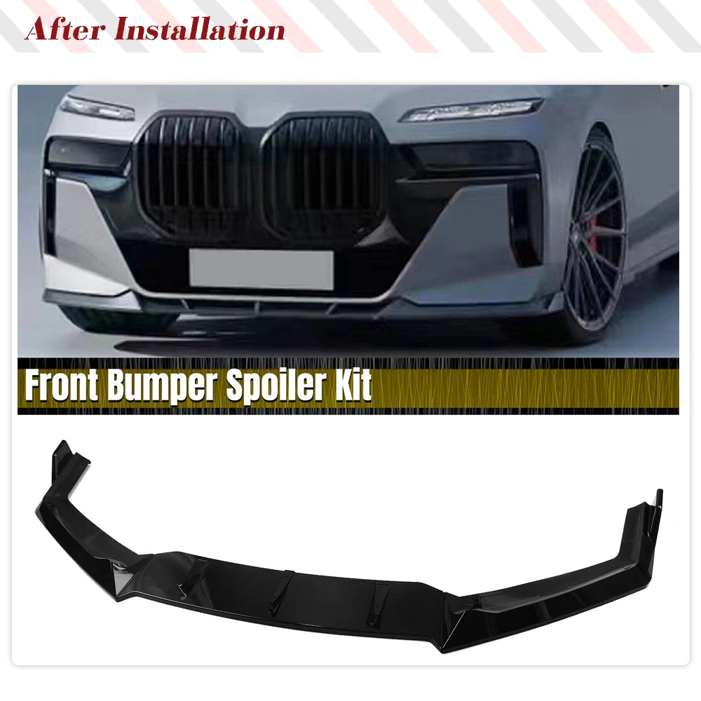 Car Front Bumper Lip for BMW 7 Series i7 G70 M-Tech M Sport 2023 ModelCar Front Bumper Spoiler Lip Splitter ABS Glossy Black