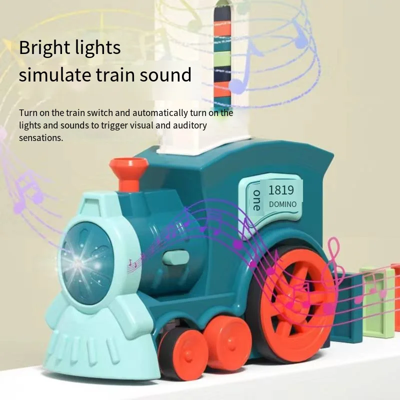 Explosive electric domino children's puzzle automatic release brand sound and light small train toy