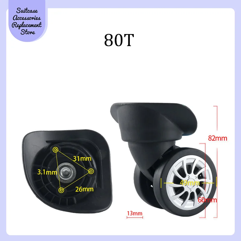 미국 여행용 범용 휠 트롤리 휠 교체 액세서리, 롤러 여행 케이스, 조용한 마모 도르래, 80T