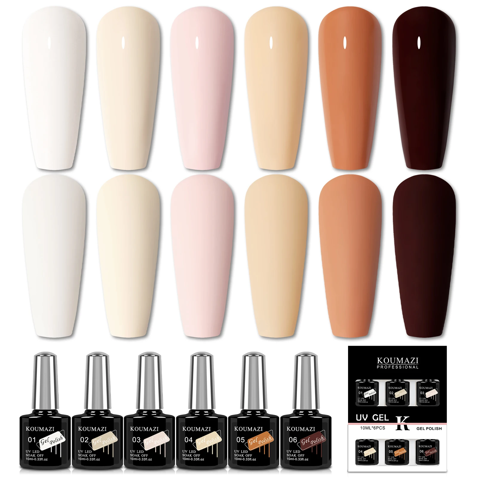 

6 Colors 10ml Gel Nail Polish Set Bare brown is close to skin color Manicure Soak Off UV LED Varnishes Good Gift For Ladies