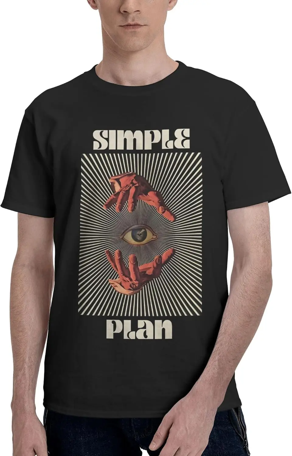 Simple Music Plan Men'S Cotton T-Shirt Classic Graphic Short Sleeve Top Moisture Wicking Tees Black