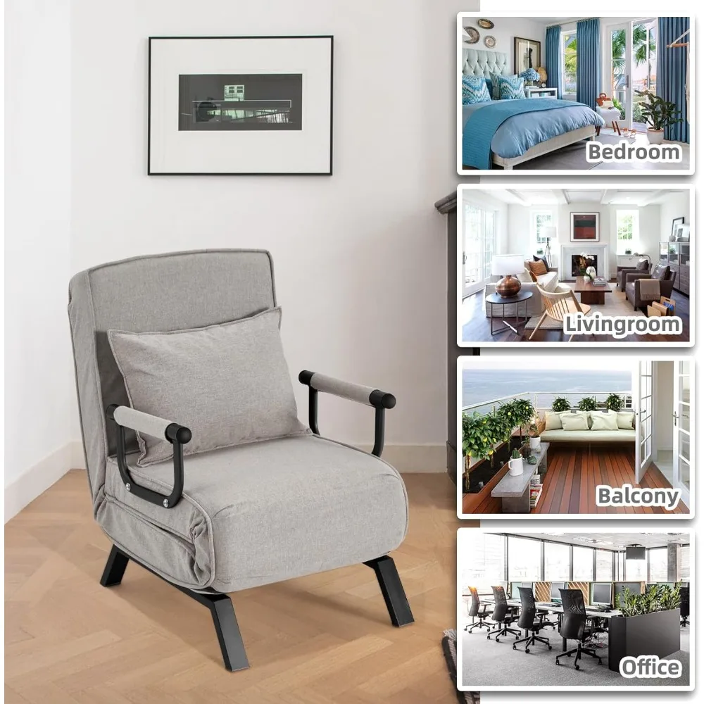 كرسي نوم منجد قابل للطي مع وسادة وأريكة استرخاء قابلة للتعديل للترفيه #6