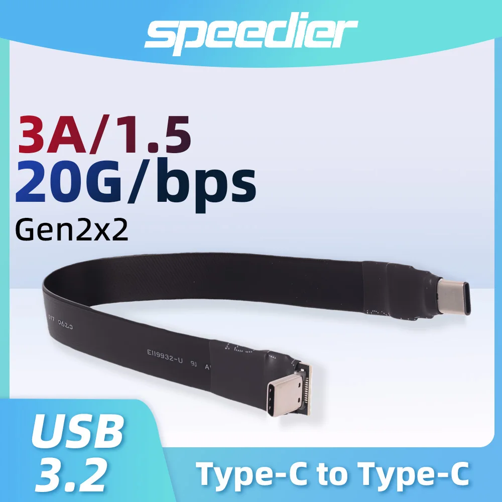 USB 3.2  Type C To Type-C USB C Male Adapter Cable 90 Degree Gen2x2 20Gbps High-Speed Mini Extension for 3A Mobile Phones Tablet