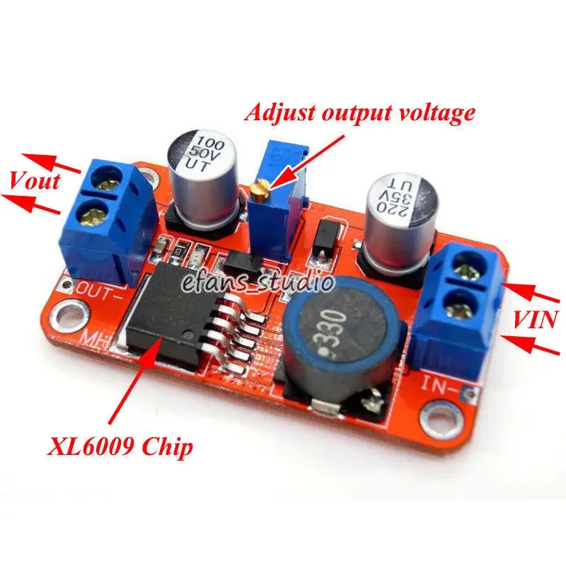 5A XL6009 DC-DC Step Up Boost Voltage Converter Board DC 3.3V-35V to DC 5V 6V 9V 12V 24V Power Supply Module Adjustable