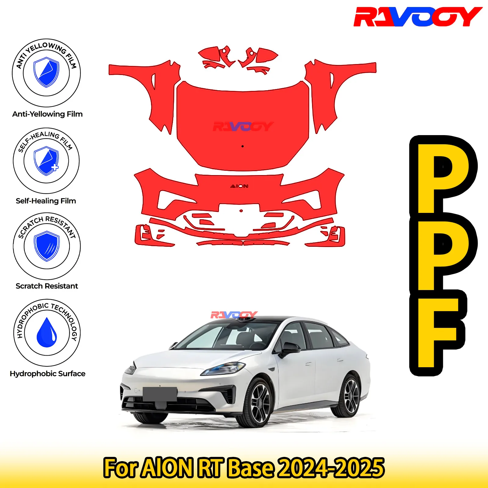 

For AlON RT Base 2024-2025 Glossy Matte Black Precut front PPF Kit Paint Protection Film