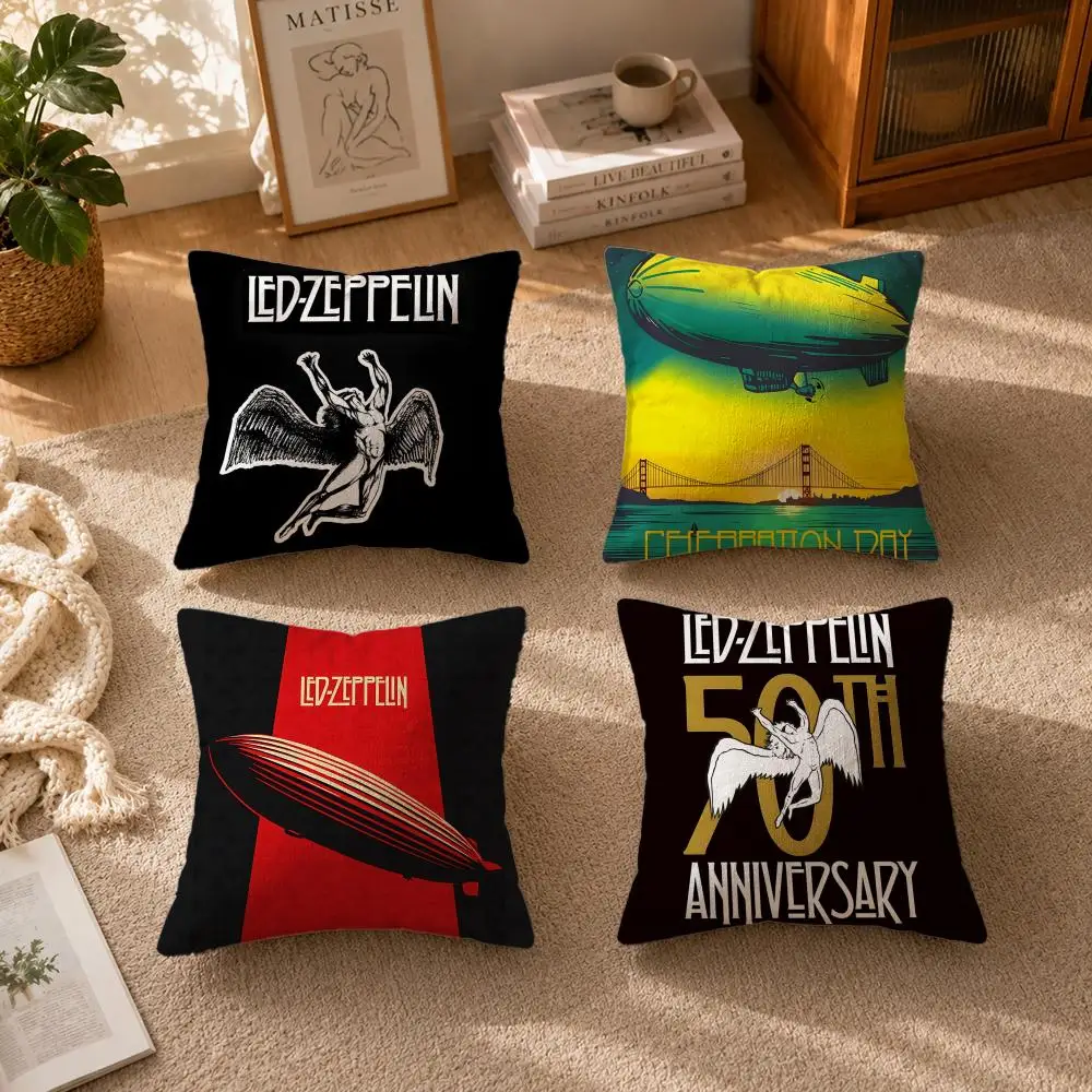 Band-Led ZeppelinS Cushion Cover Soft Short Plush Zippered Cushion Covers 40/45/50cm Square Decor for Sofa Home