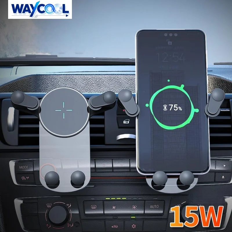

WAYCOOL Car Phone Holder 15W Wireless Charger, Car Phone Mount 360° Rotation for Air Vent One-Hand Operation for 4.7-7'' Phones
