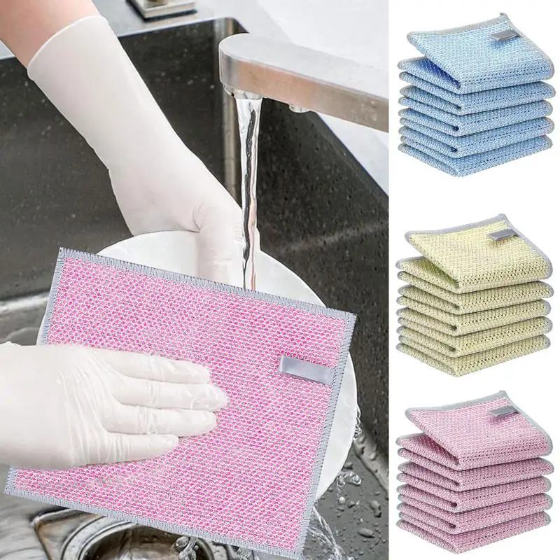 Steel Wash Cloth Steel 20 Pieces Wire Cleaning Washing Cloth No Scratches Wire Cleaning Cloth Double-Sided Dish Rags For Ovens