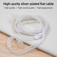 KZ High-Purity Silver-Plated Flat Cable Headphone Cord HiFi Sport Earphone Accessories With Microphone EDX Pro/ESX/ZS10 Pro X