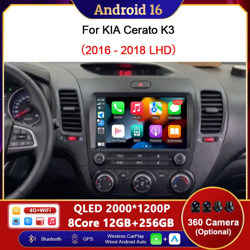 For KIA Cerato K3 2016 - 2018 LHD Car Multimedia Player 9 inch Bluetooth Autoradio Intelligent System Wireless CarPlay Head Unit